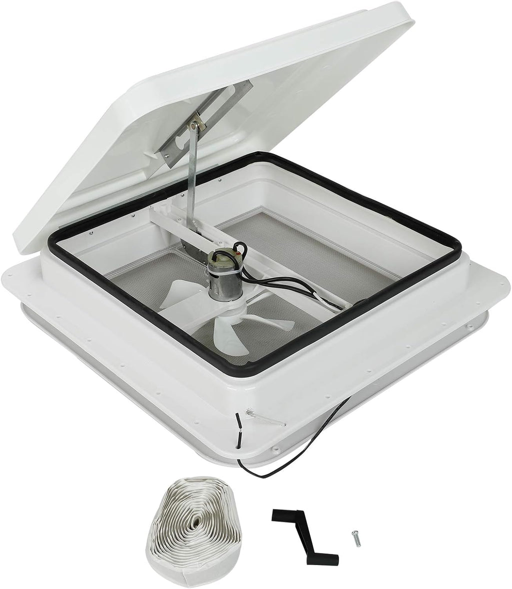 14 RV Roof Vent with 12V Fan White Lid O703634