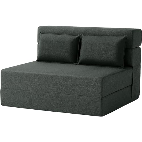 Dark Green Full Size Linen Folding Sofa Bed S599375