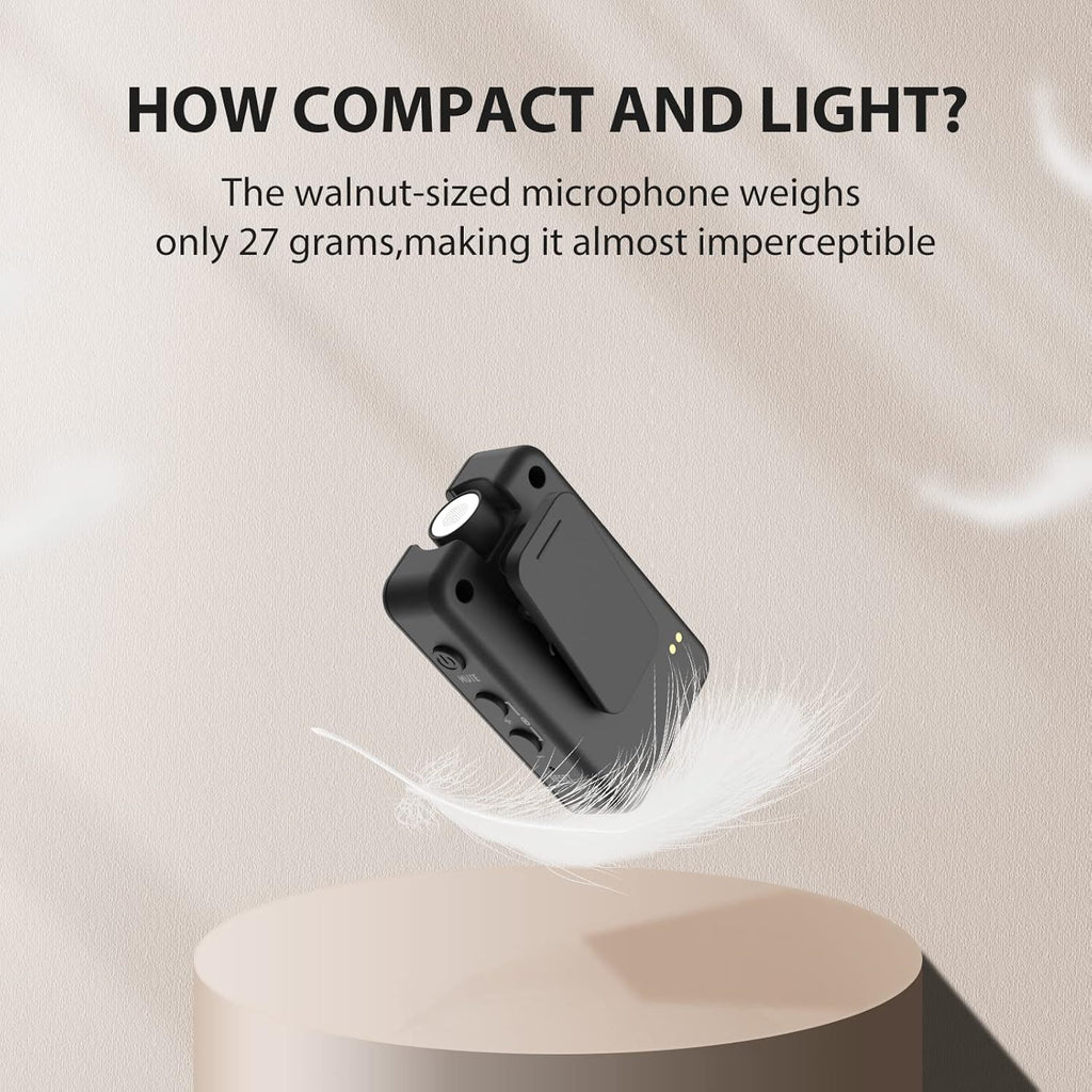 Wireless Lavalier Microphone with Charging Case, 2.4G Compact Dual-Channel Lapel Mic System E44618