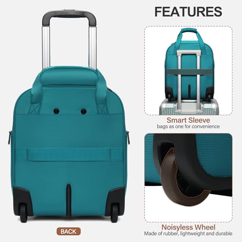 Teal Green 16-Inch Underseat Carry on Luggage With Wheels G7712