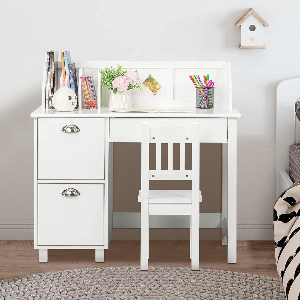 Kids Desk and Chair Set with Hutch and Storage G403
