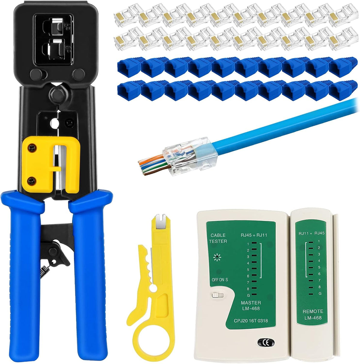 RJ45 Crimp Tool Kit with Connectors and Cutter F579041