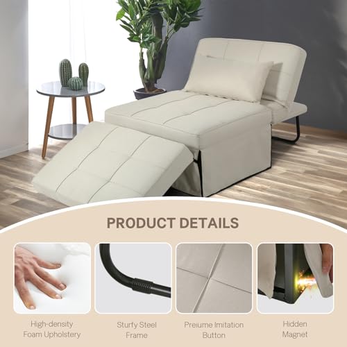 Gray Folding Sofa Bed Ottoman Y273260