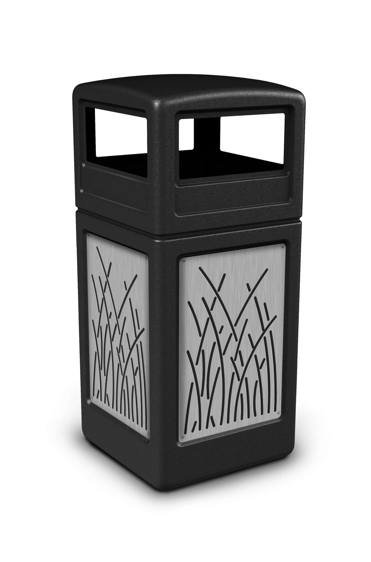 42 Gallon Black Trash Receptacle with Dome Lid M232