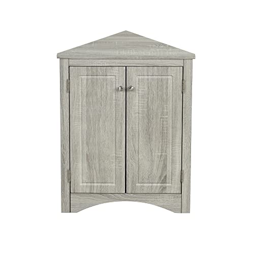 Brown Freestanding Corner Cabinet with 2 Adjustable Shelves and 2 Doors X2117
