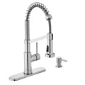 Single-Handle Pull-Down Kitchen Faucet with Soap Dispenser in Chrome J432190