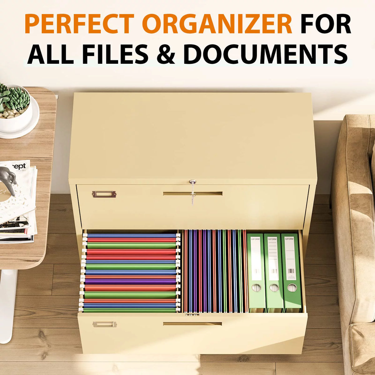 3 Drawer Metal File Cabinet with Lock T3950