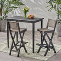3-Pc Wood and Wicker Bar Height Set U52218