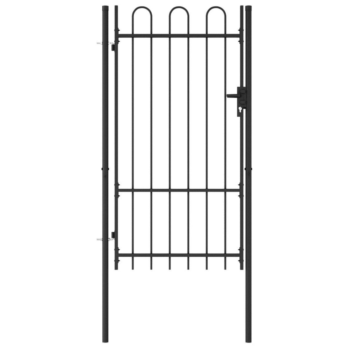 Black Steel Fence Gate with Arched Top N285