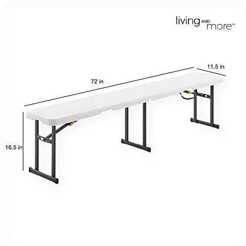 6 Foot Fold-in-Half Bench with Steel Frame, White S683841