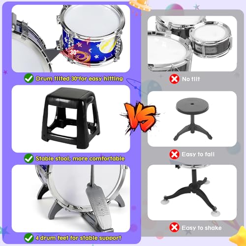 Kids Jazz Drum Set with Stool C8090