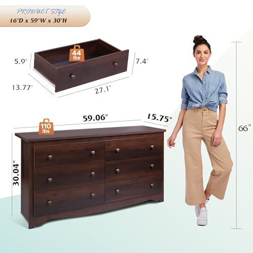 Black 5 Drawer Wood Dresser J6707