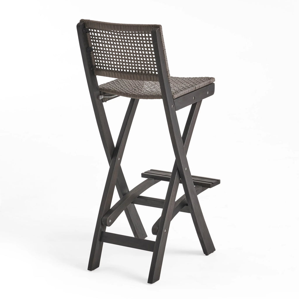 3-Pc Wood and Wicker Bar Height Set U52218