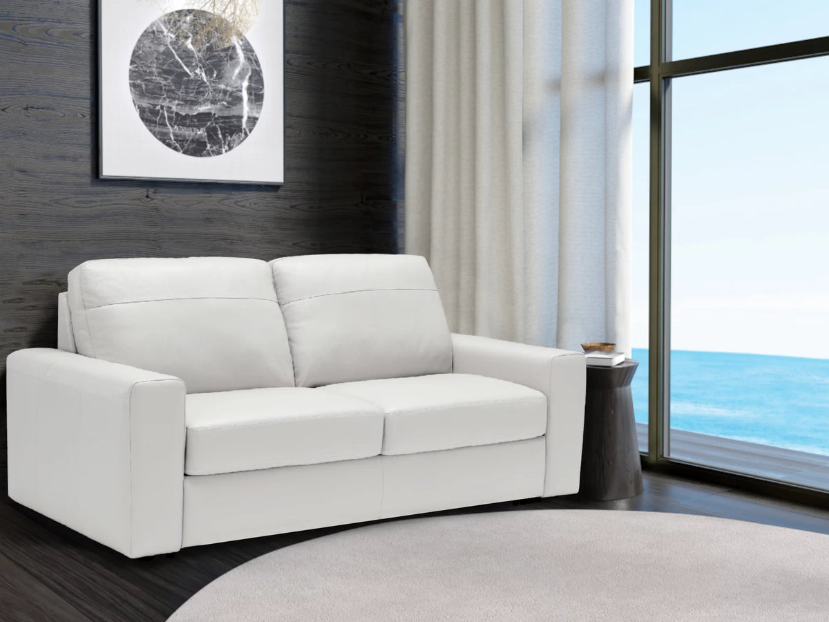 Gray Leather Sofa Sleeper 3 Seat Couch with Full Size Pull Out Mattress O56749