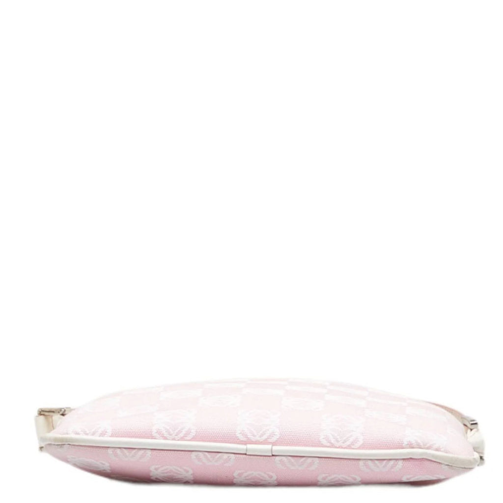 Pre-Owned Pink White Canvas Leather Shoulder Bag N370975