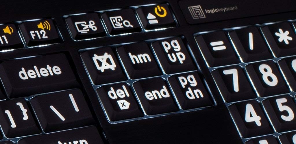 White on Black Backlit American English Keyboard G198