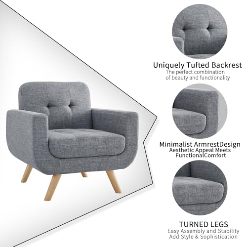 Beige Linen Accent Armchair U83252