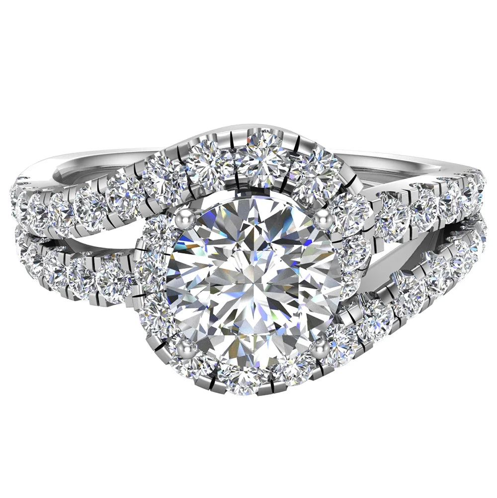 14K White Gold Diamond Engagement Ring 1.25 CT T5459