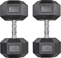 65lbs Rubber Coated Cast Iron Hex Dumbbell Set E9819