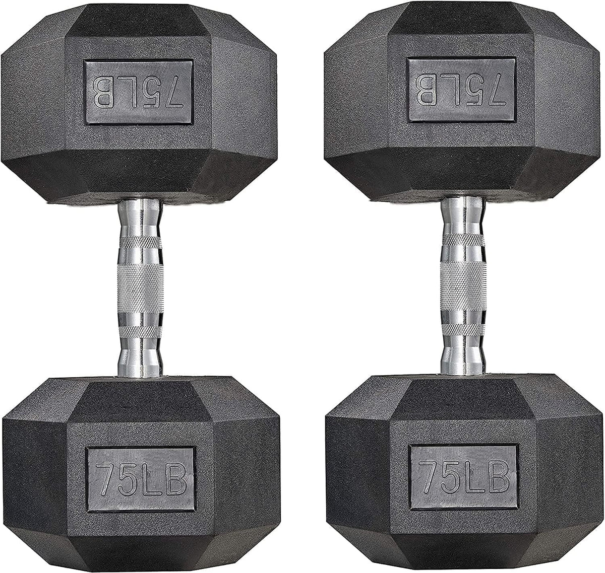 65lbs Rubber Coated Cast Iron Hex Dumbbell Set E9819