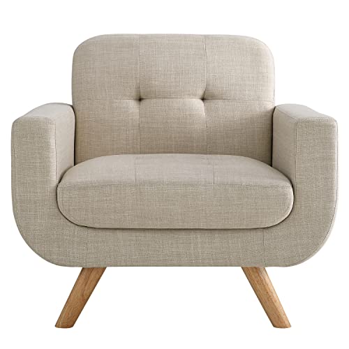 Beige Linen Accent Armchair U83252