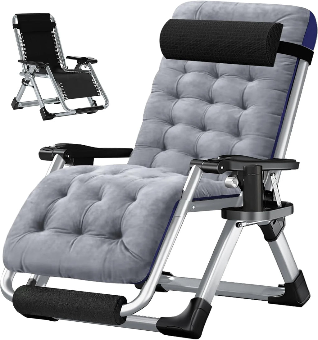 XL Zero Gravity Folding Reclining Lounge Chair with Cushion & Tray J7004