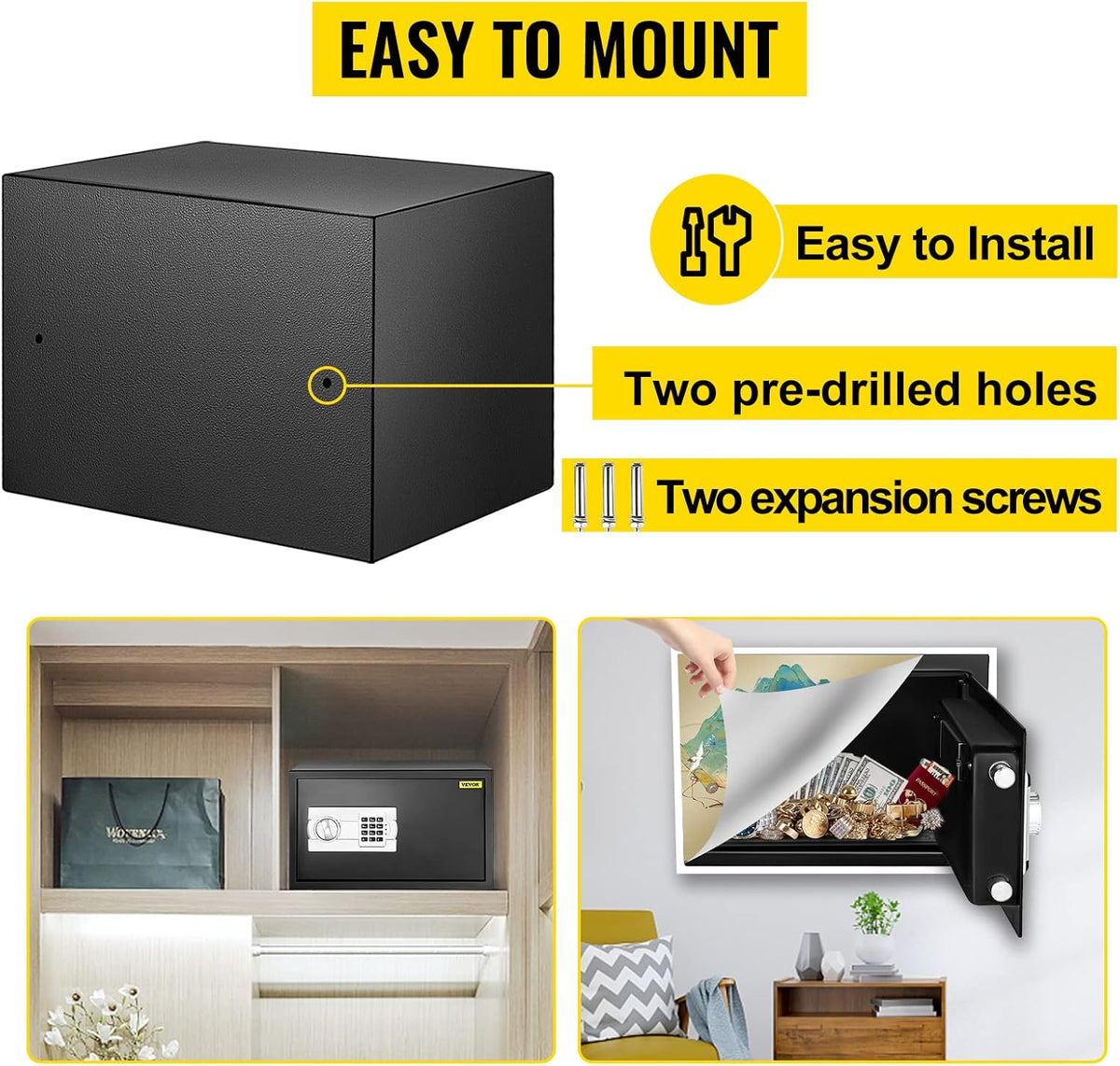0.8 Cubic Feet Carbon Steel Digital Safe Box with Two Keys O413