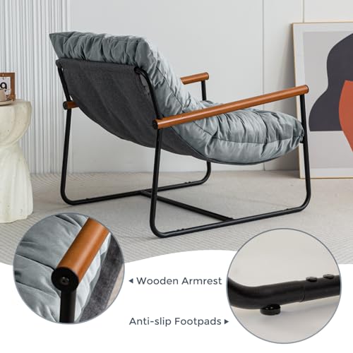 Beige Velvet Accent Chair with Metal Frame C116999