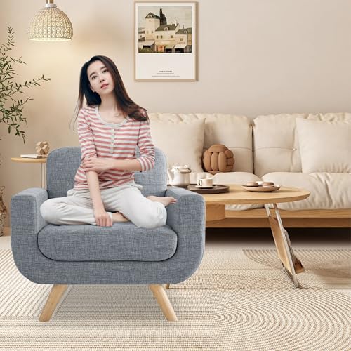 Beige Linen Accent Armchair U83252