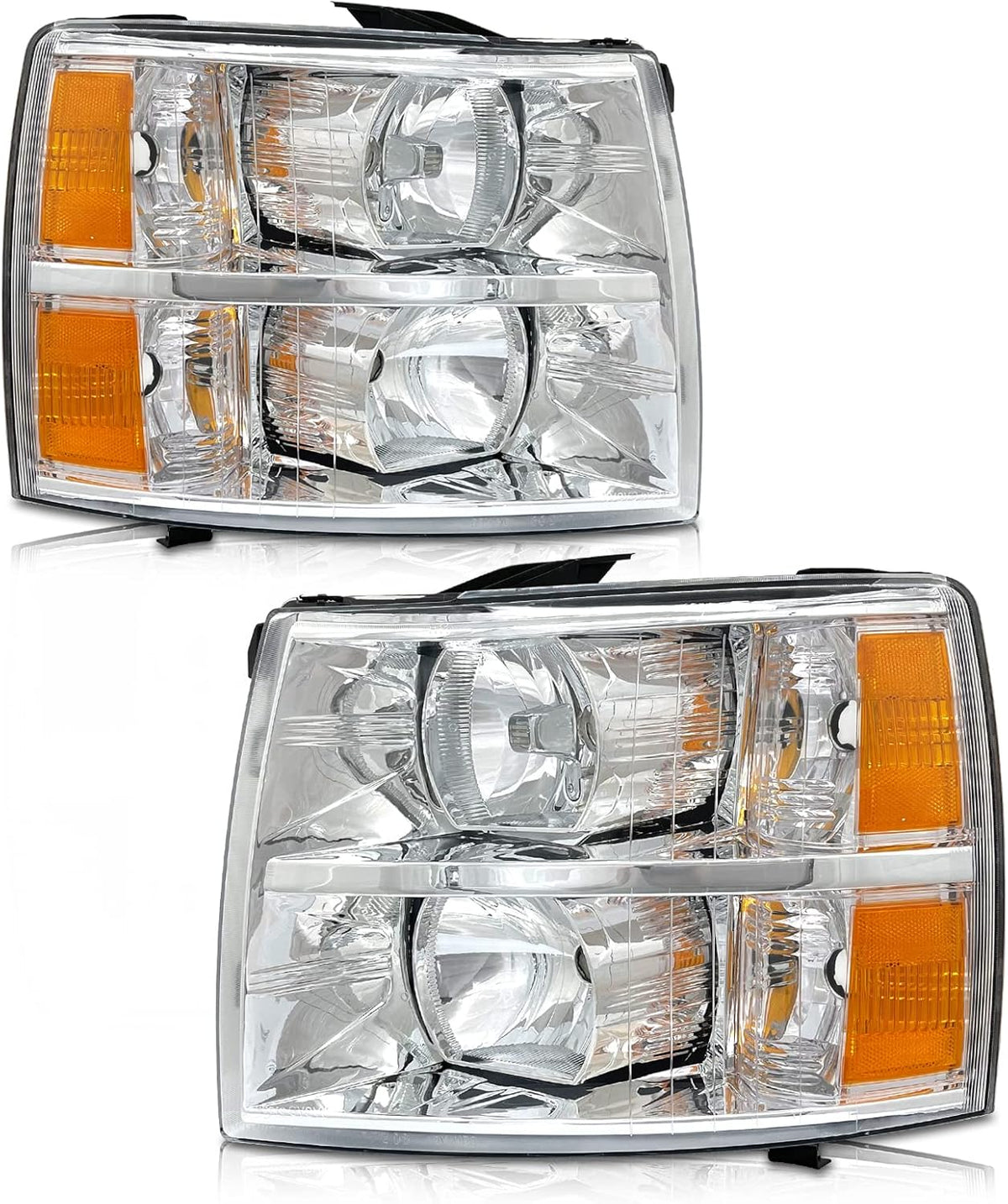 Chrome Housing Amber Reflector Headlight Assembly U644371