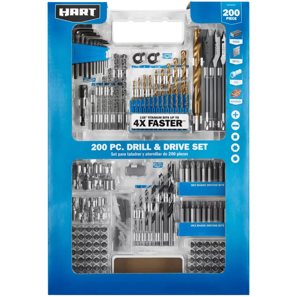 200-Piece Assorted Drill and Drive Bit Set with Storage Case V308
