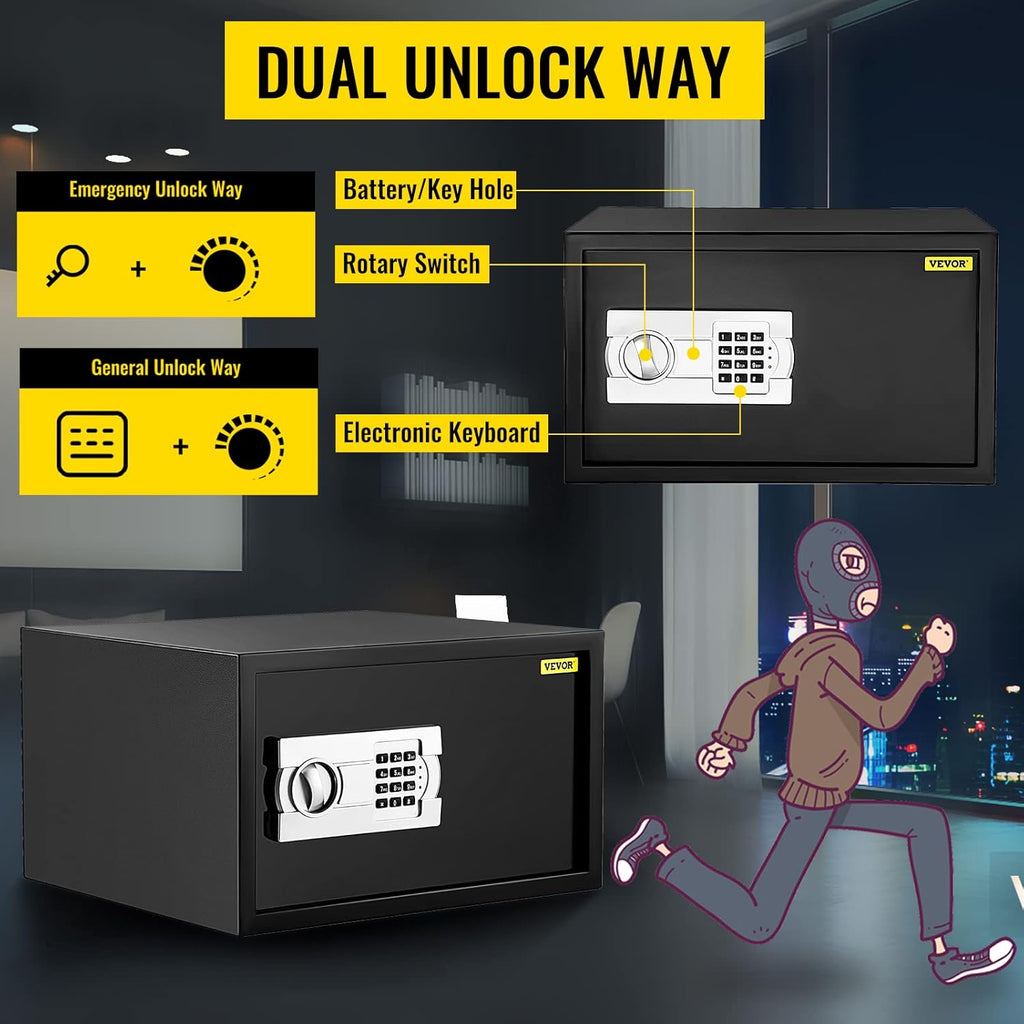 0.8 Cubic Feet Carbon Steel Digital Safe Box with Two Keys O413