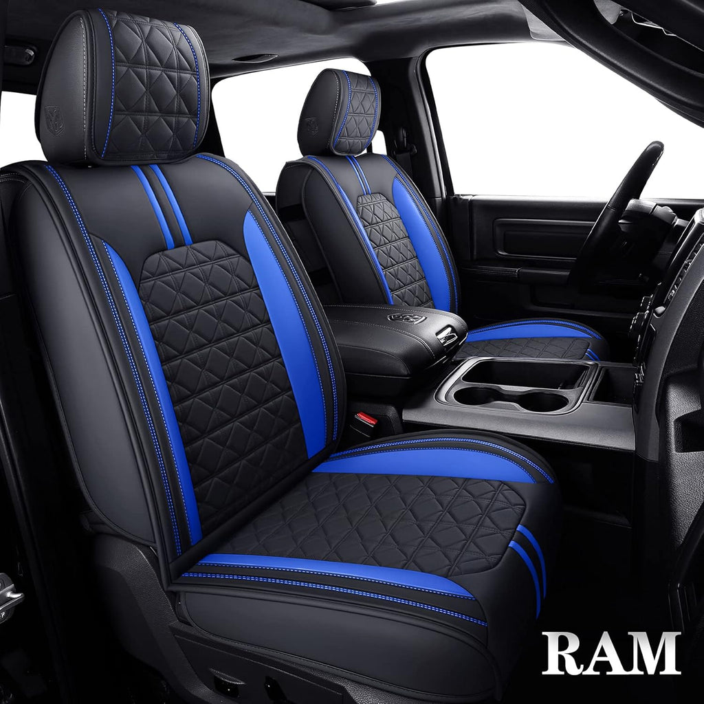 Black-White Waterproof Faux Leather Front Seat Covers P62773