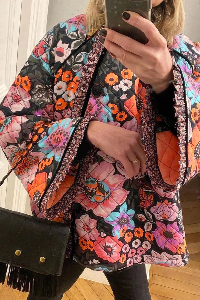 Floral Patchwork O Neck Outerwear H4570