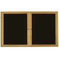 2 Door Enclosed Black Felt Changeable Letter Board with Red Oak Frame E462