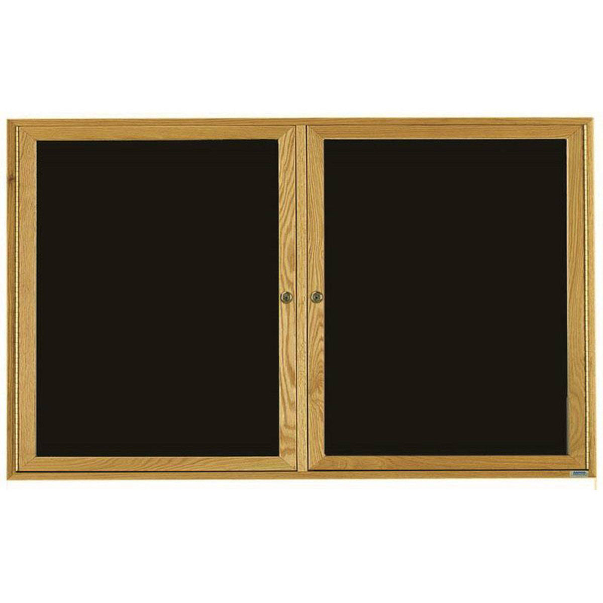 2 Door Enclosed Black Felt Changeable Letter Board with Red Oak Frame E462