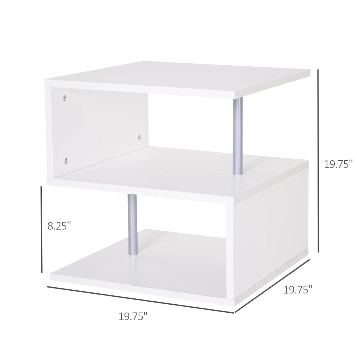 2 Tier Side End Coffee Table with Storage Shelves F53634
