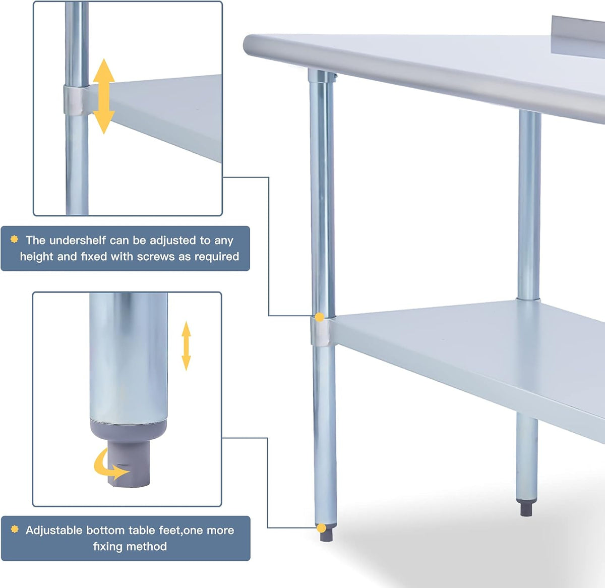 Stainless Steel 24 x 18 Inches Worktable with Backsplash X760669