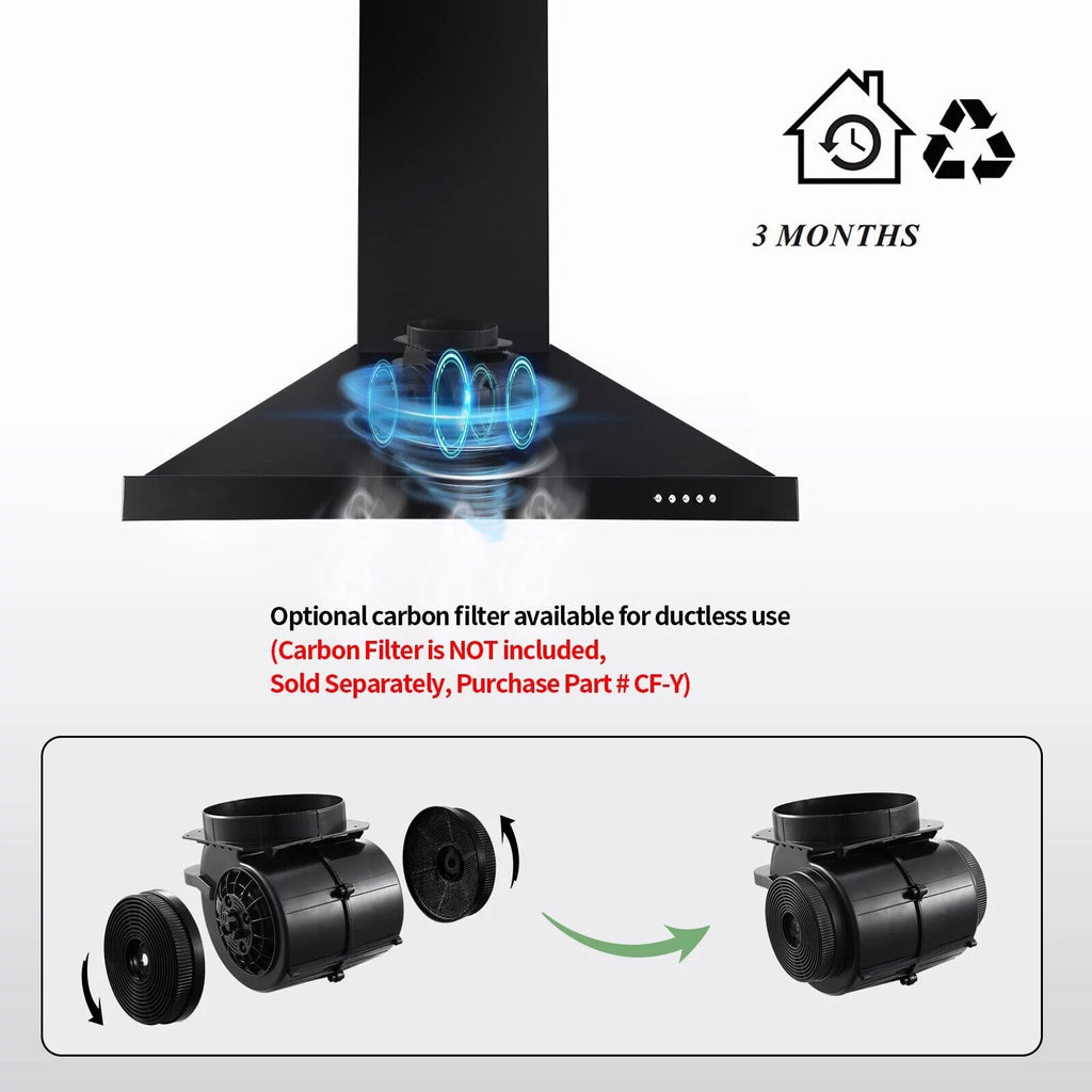 24 inch Wall Mounted 450 CFM 3-Speed Range Hood S10840