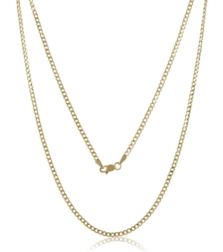 10K Solid Yellow Gold Cuban Link Curb Chain Necklace 2mm 16" 18" 20" 22" 24" 26" K5238