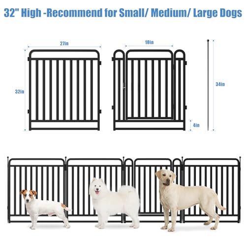 32 Inch 16 Panels Foldable Metal Dog Playpen with Doors V153
