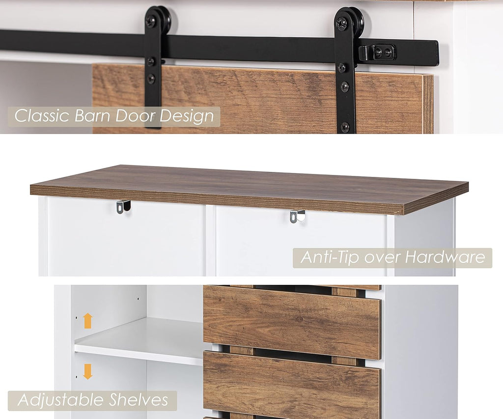 Farmhouse Sliding Slat Door Storage Console with Barn Door H9641