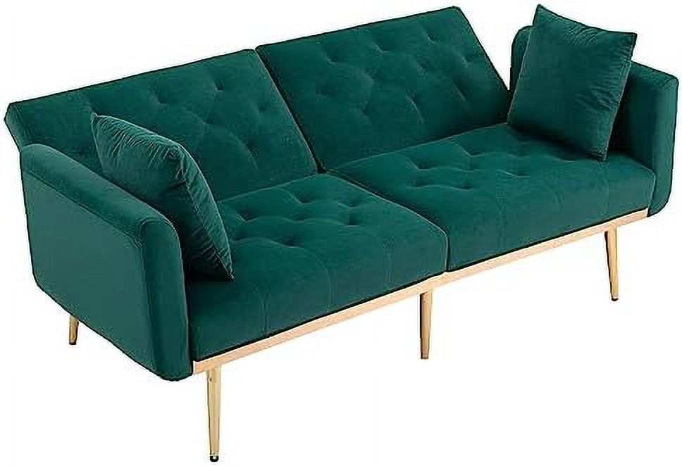 Beige Velvet Loveseat Sofa with 7 Gold Metal Legs E929
