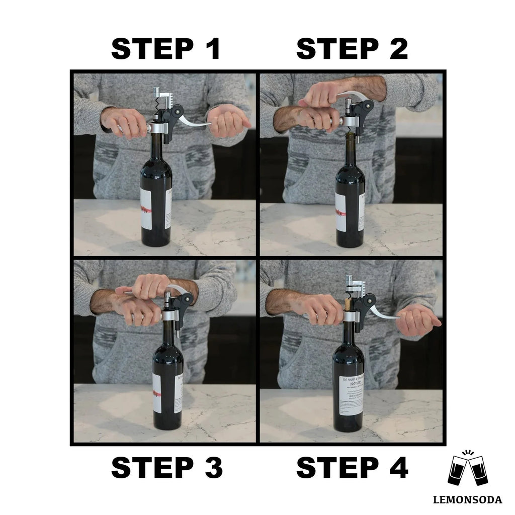 Wine Bottle Opener Kit with Corkscrew, Pourer, Foil Cutter, Stopper W1898