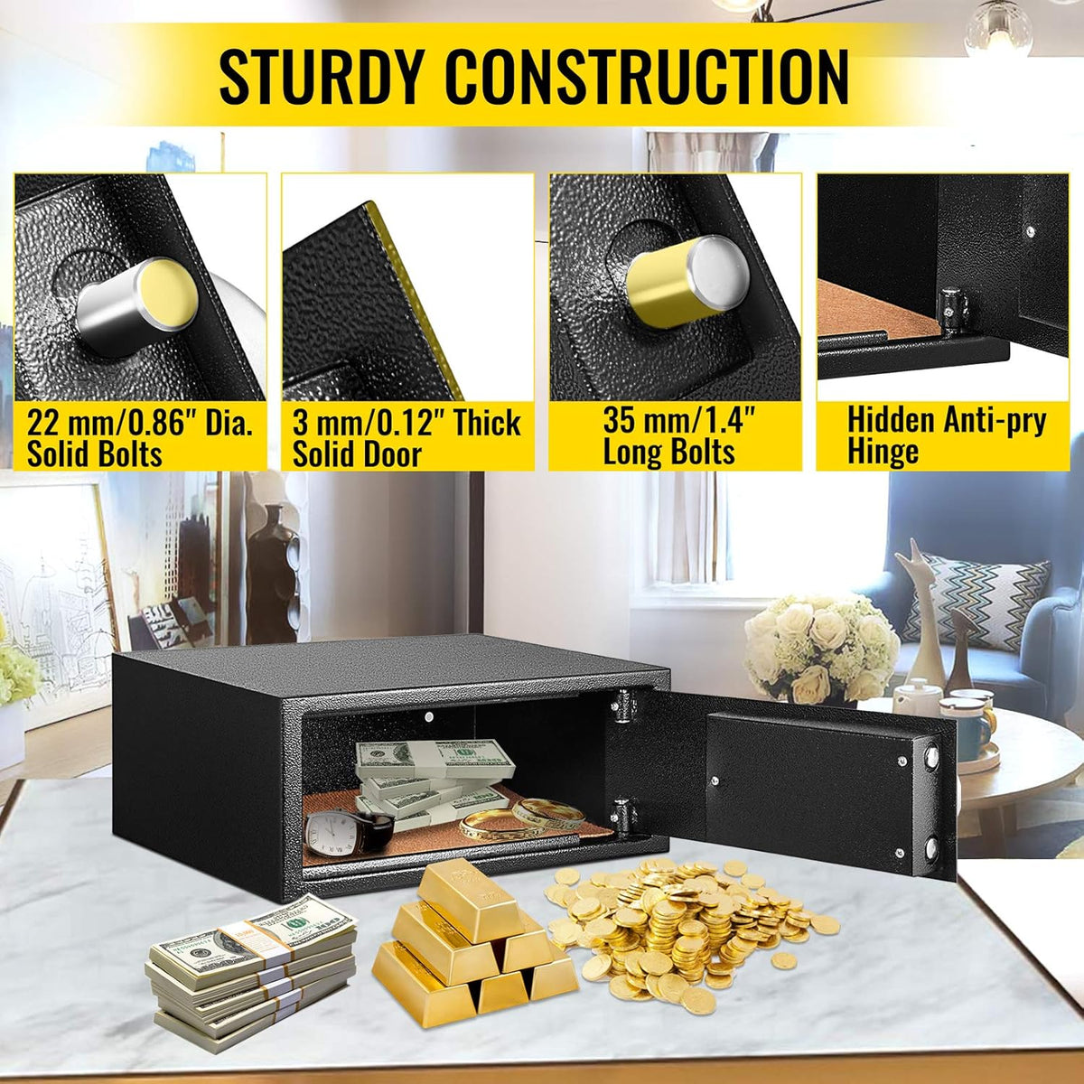 0.8 Cubic Feet Carbon Steel Digital Safe Box with Two Keys O413