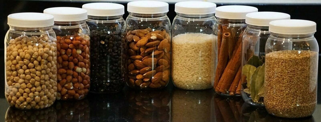 32 oz. Plastic Wide Mouth Jars with Lids, Pack of 6 O171276
