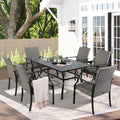 6-Person Metal Rattan Patio Dining Set with Umbrella Hole Y8335