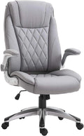 Grey Faux Leather Ergonomic Home Office Chair with Flip Up Arms J70094