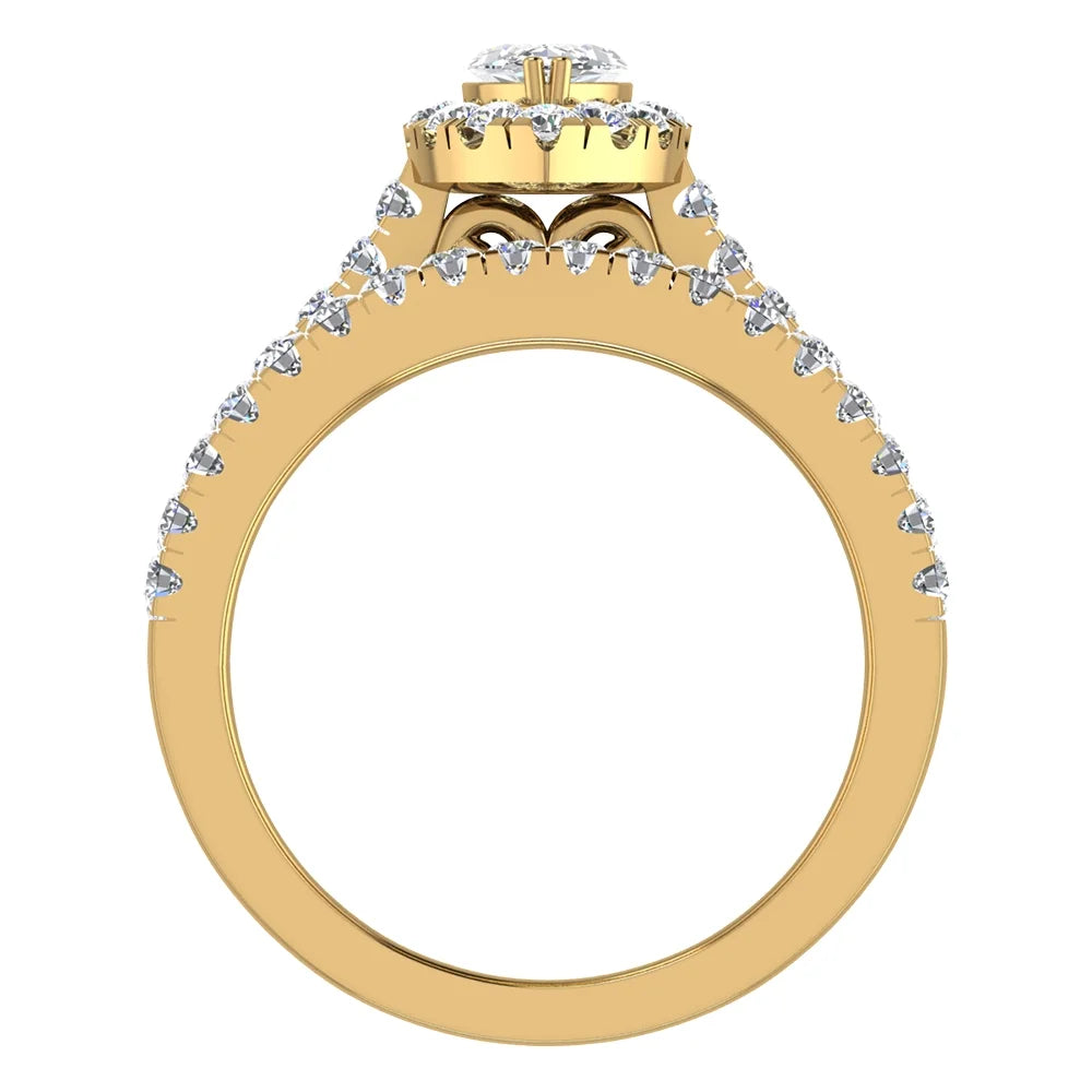 14K Gold Diamond Wedding Ring Set 1.25 CT V436