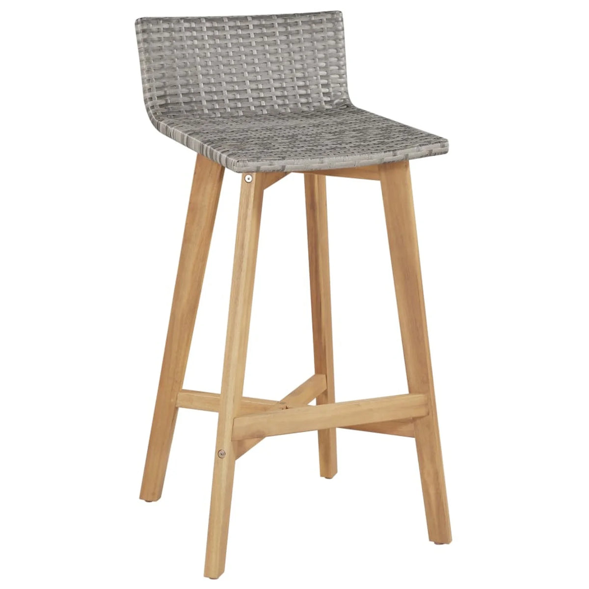 Set of 2 Poly Rattan Bar Stools with Acacia Wood Frame B9026